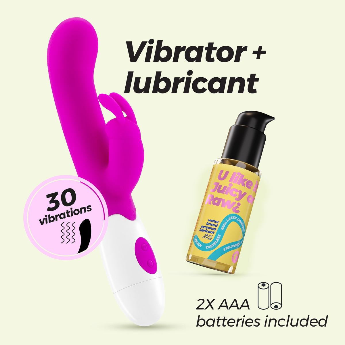 Jigglie Rabbit Vibrator with Waterbased Lubricant Included