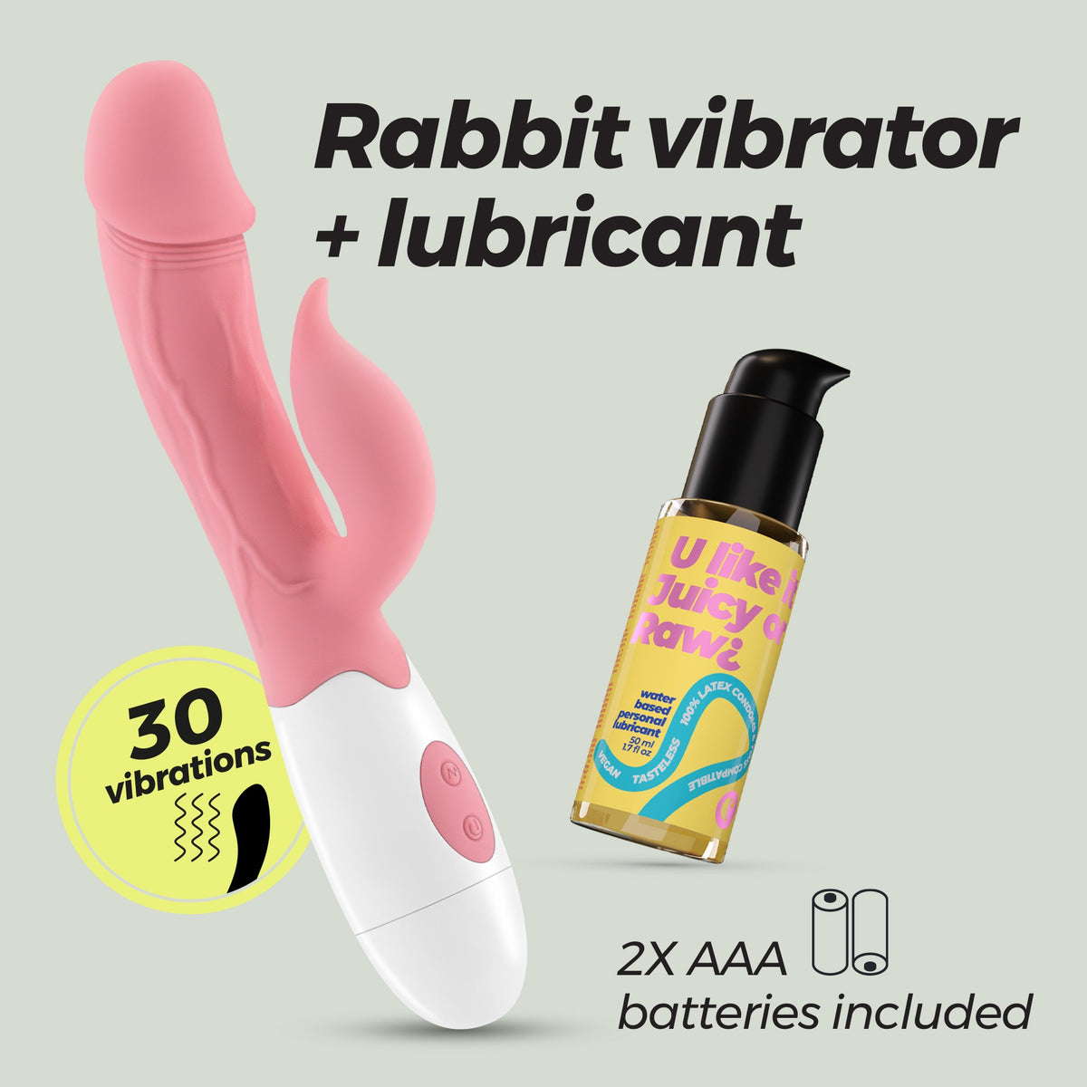 Mochi Rabbit Vibrator Pink with Waterbased Lubricant Included