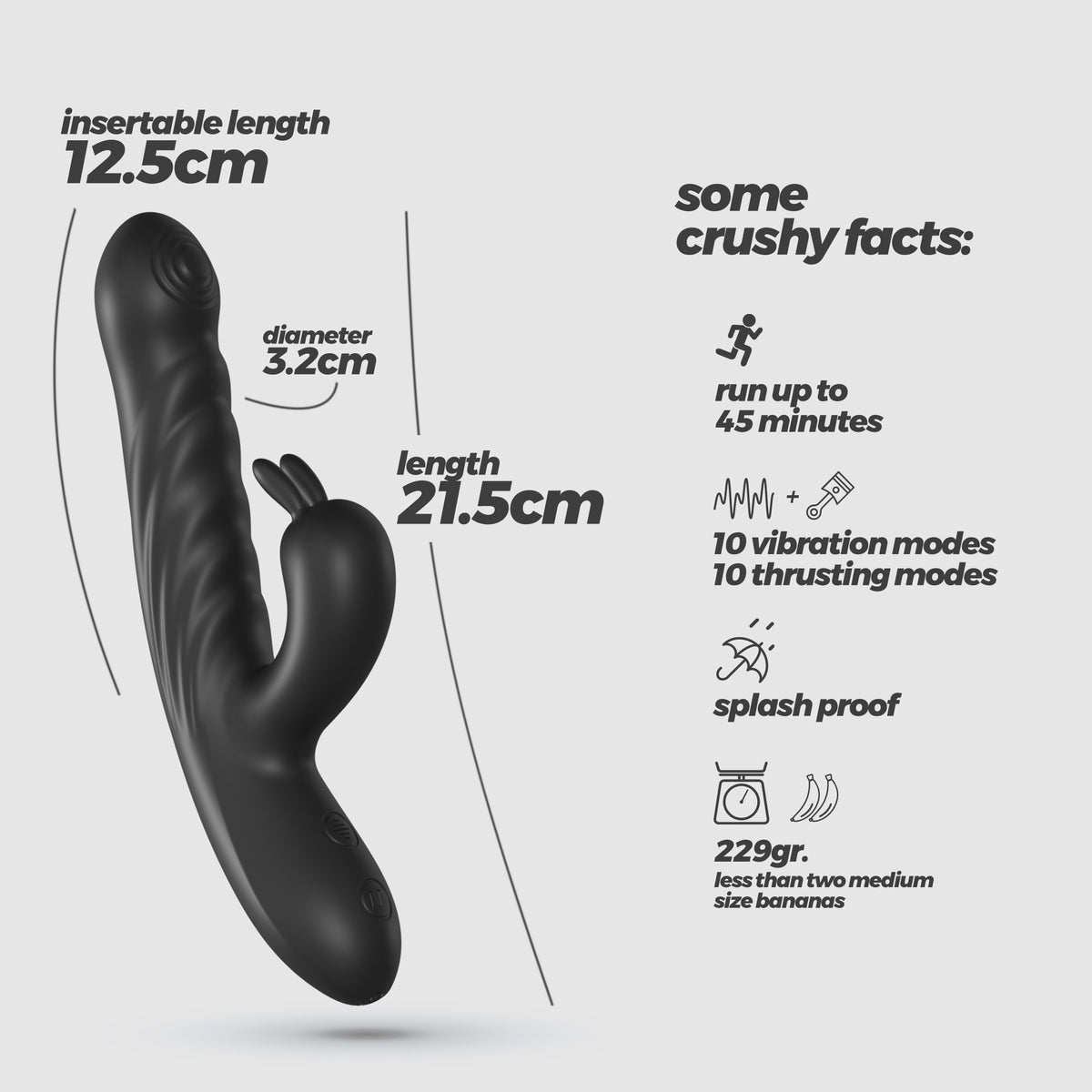 Lapin Thrusting Rabbit Vibrator Black