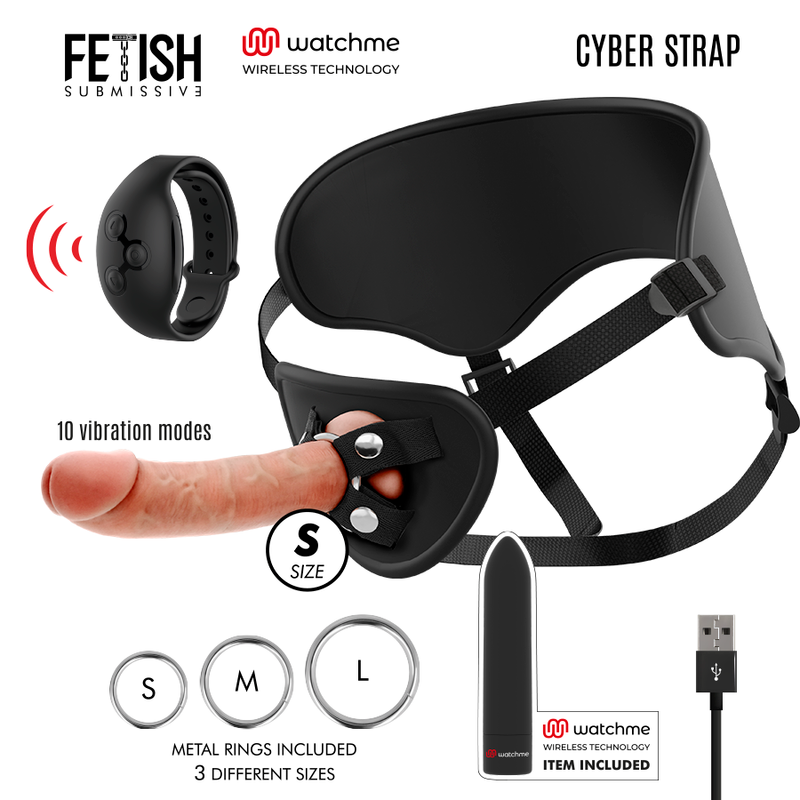 Harness with Dildo and Bullet Remote Control Watchme S Technology
