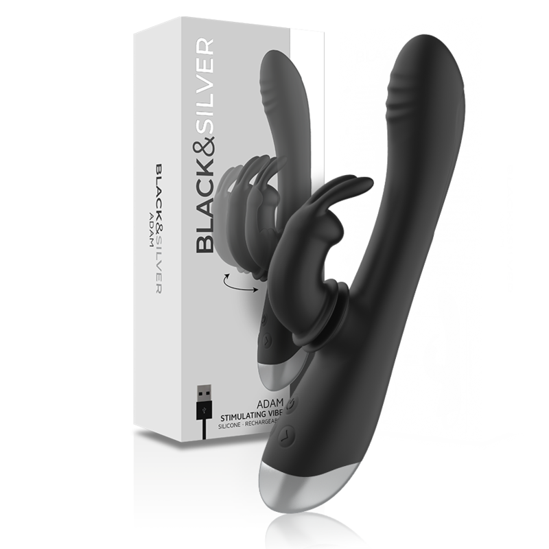 Dj. Adam Rechargeable Silicone Rabbit Stimulator Black