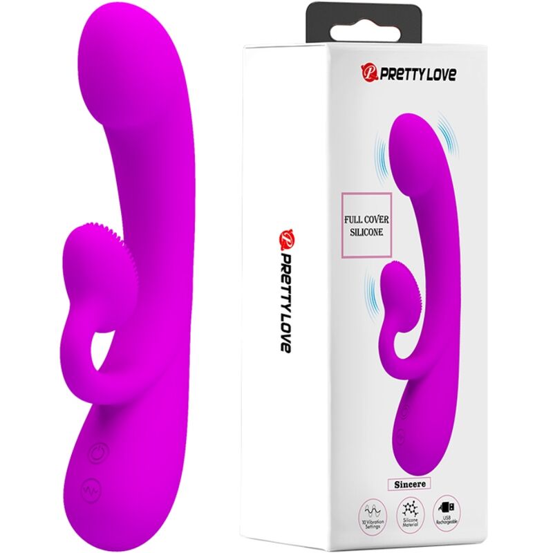 Pretty Love - Sincere Silicone Clitoral Vibrator and Sucker Purple