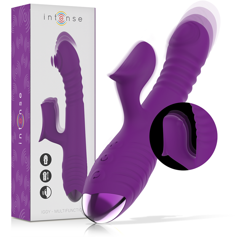 Iggy Multifunction Rechargeable Vibrator UP & Down with Clitoral Stimulator Purple
