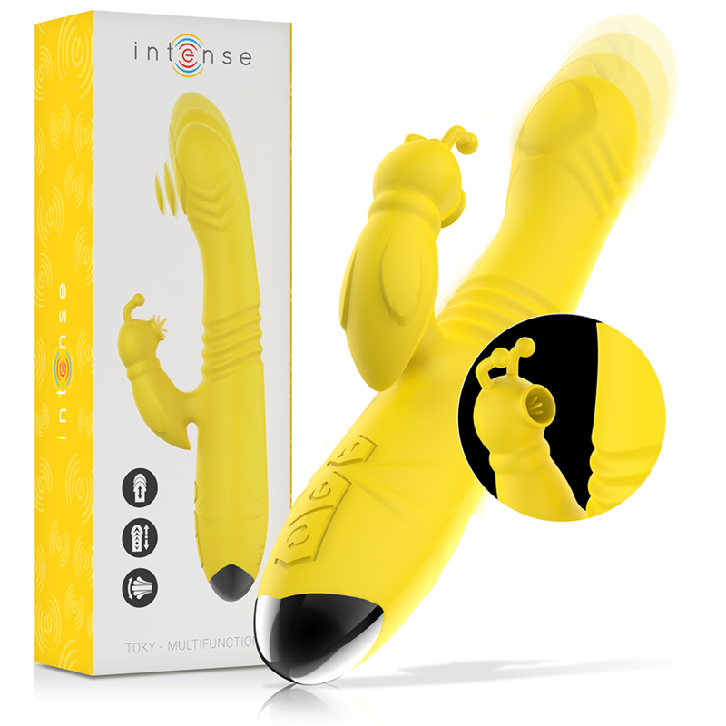 Toky Multifunction Vibrator UP & Down with Clitoral Stimulator Yellow