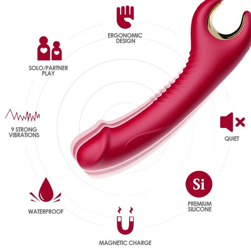 Prince Dildo Vibrator & Rotator RED