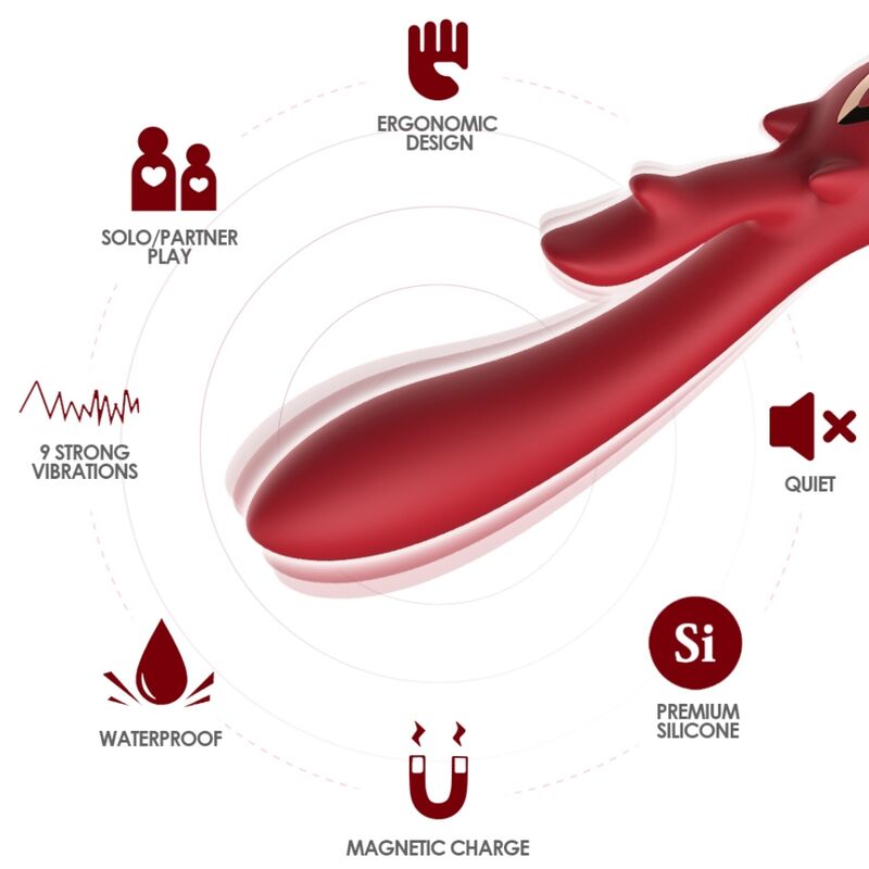 ELK Vibrator Rabbit Curved RED