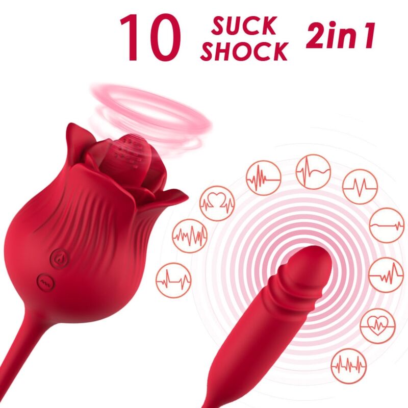 Roselip Licking Vibrating Clit & Vibrator RED