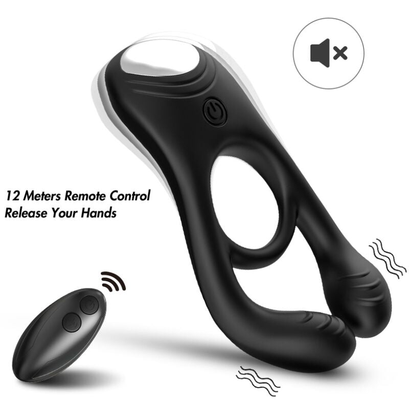 Veyron Double Vibrator Ring TOY for Couples Remote Control Black