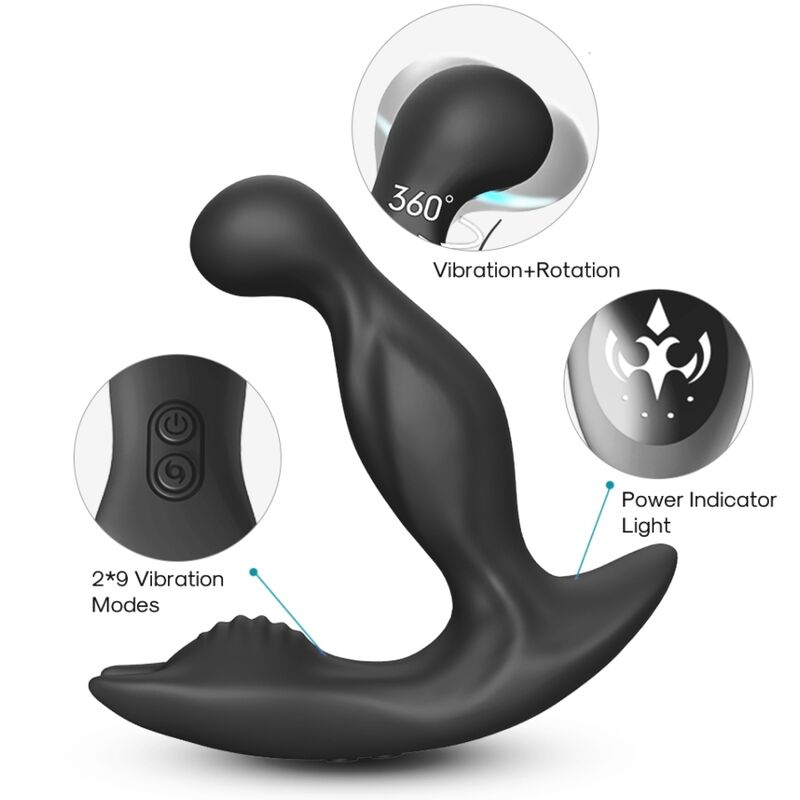 BAT King Vibrator Anal Prostate Rotator Remote Control Black