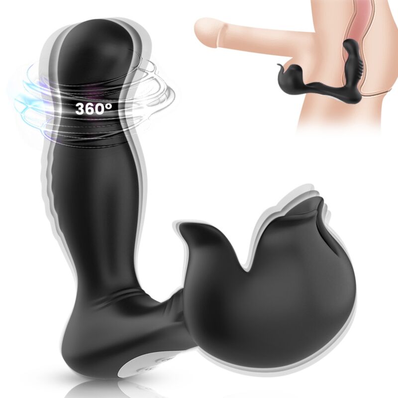 Surround Vibrator Anal & Stimulator Testiculos Remote Control Black