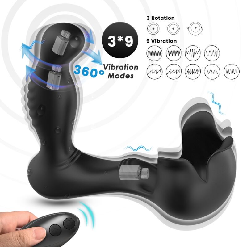 Surround Vibrator Anal & Stimulator Testiculos Remote Control Black