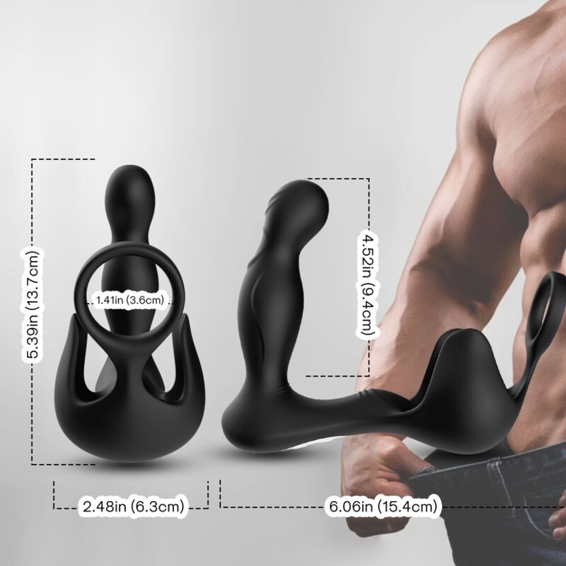 Surround Vibrator Anal & Stimulator Testiculos & Ring Remote Control Black