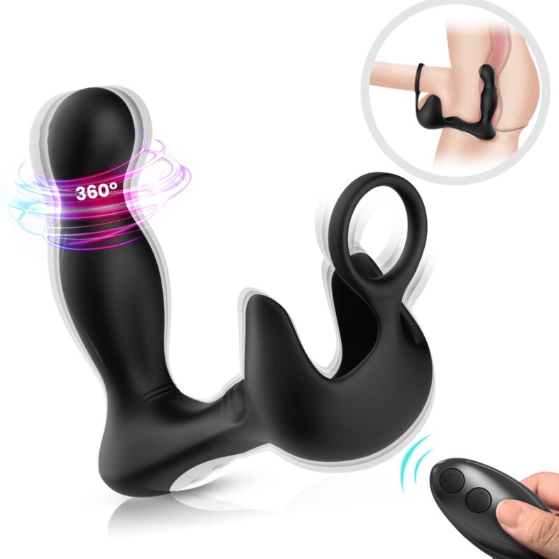 Surround Vibrator Anal & Stimulator Testiculos & Ring Remote Control Black