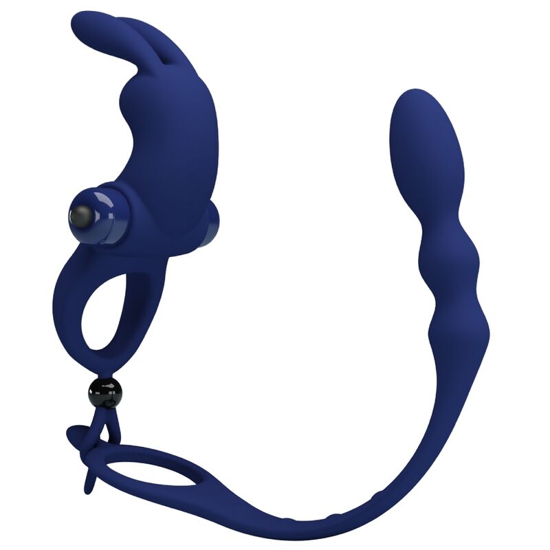 Pretty Love - Ayad Rabbit Vibrator Ring with Plug Blue