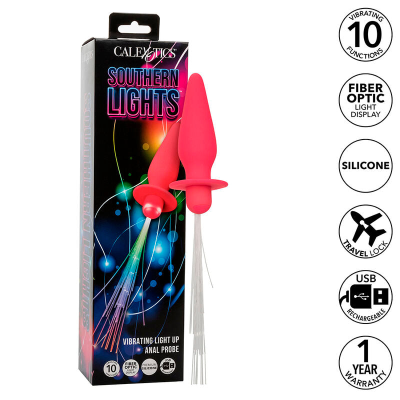 Southern Lights Light UP Anal Plug 10 Vibrations Silicone Pink