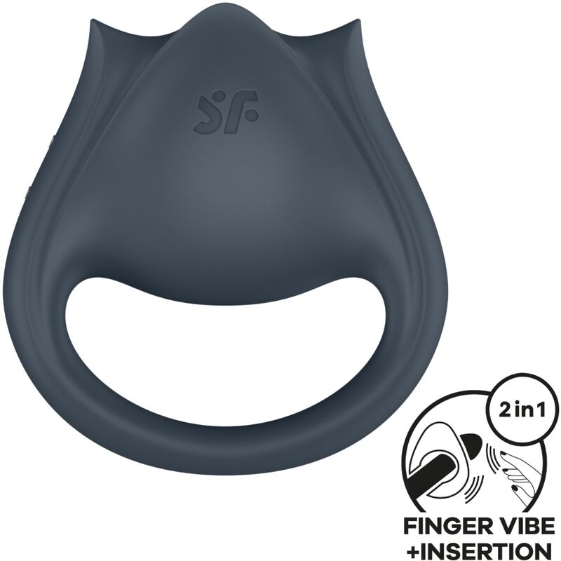 Perfect Pair 2 Multivibrator 2 IN 1 Penis Ring and Finger Stimulator Grey