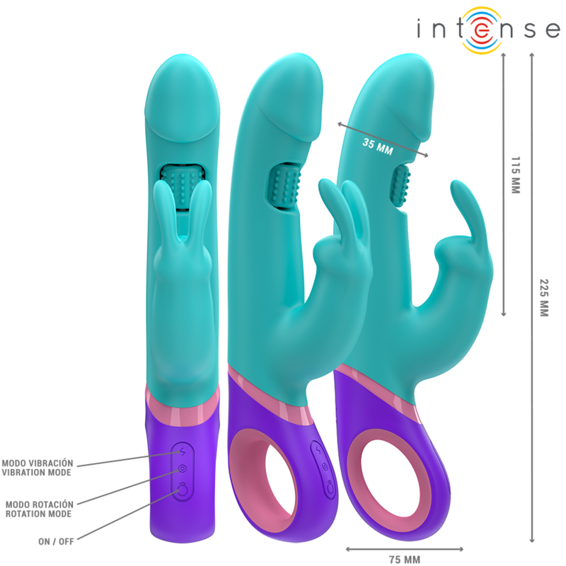 Monica Rabbit Vibrator with Rotating g-Spot Stimulator Blue