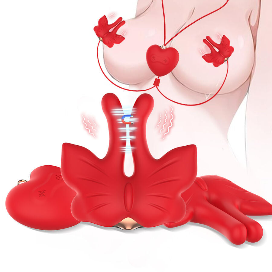 Magnetic Nipple Clamps with Vibration Butterfly Shape RED