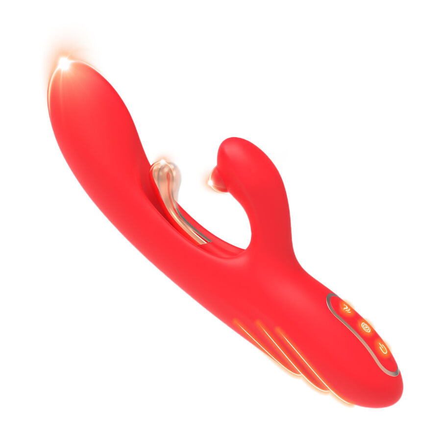 G-Spot and Clitoris Stimulator Vibrator with Oscillating Tongue RED