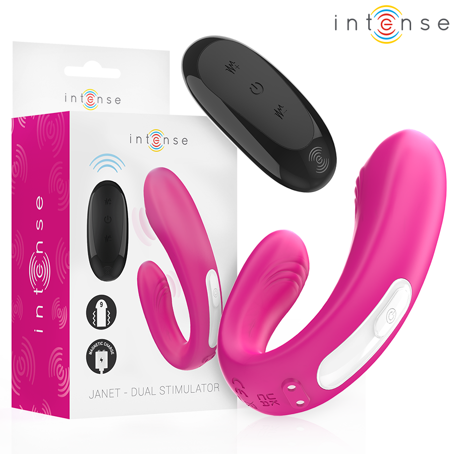 Janet Dual U-Shaped Stimulator and Vibrator with Remote Control Pink