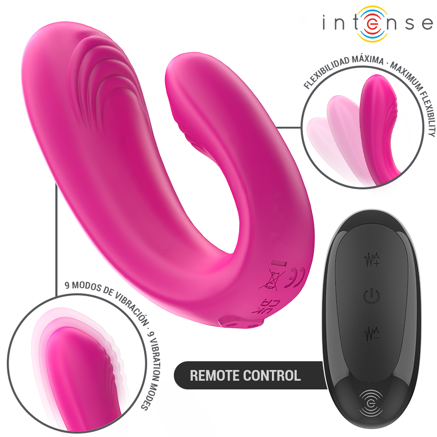 Janet Dual U-Shaped Stimulator and Vibrator with Remote Control Pink