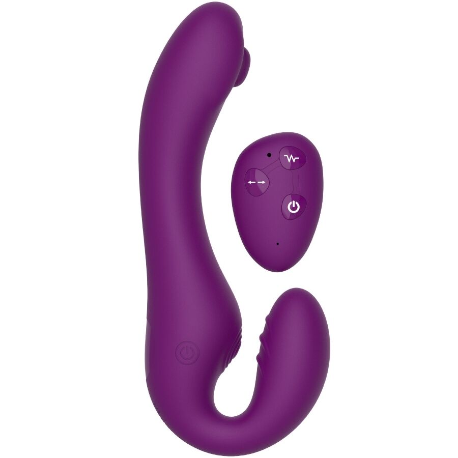 2 IN 1 Strapless Strap-ON Vibrator with Remote Control Purple