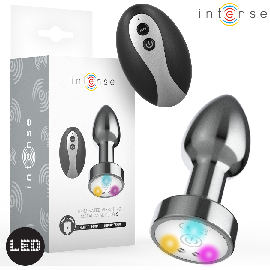 Vibrating Metal Anal Plug with LED Lights and Remote Control - Size S