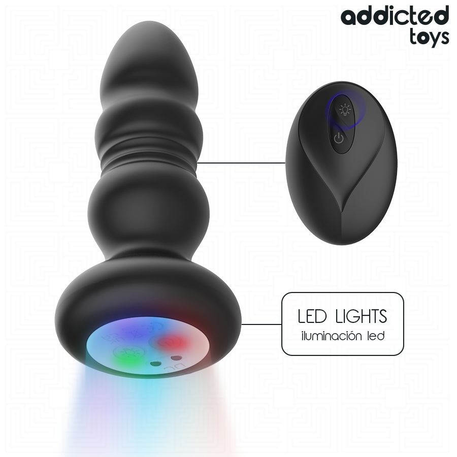 Thrusting Vibrating Anal Plug, LED Light Remote Control
