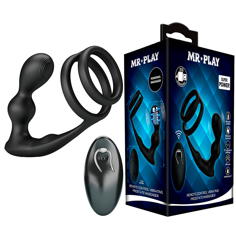 Vibrating Anal Plug with Penis Ring Remote Control