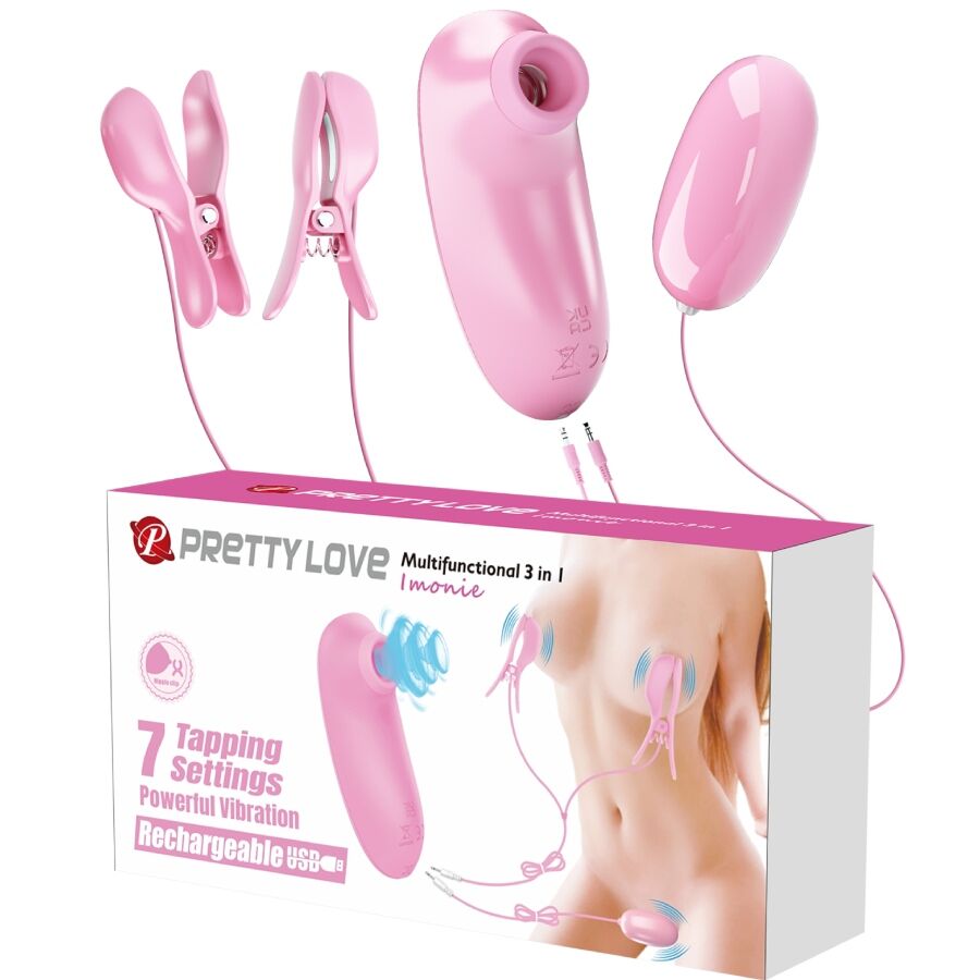 Pretty Love - Imonie 3-IN-1 Multifunctional SET with Suction Cup, Nipples and Clitoris