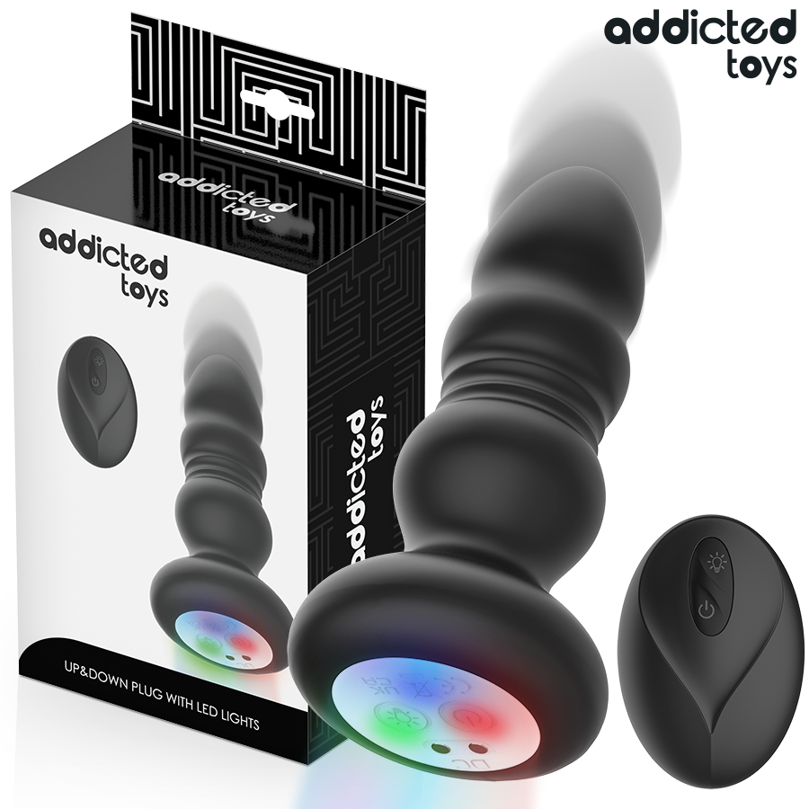 Thrusting Vibrating Anal Plug, LED Light Remote Control
