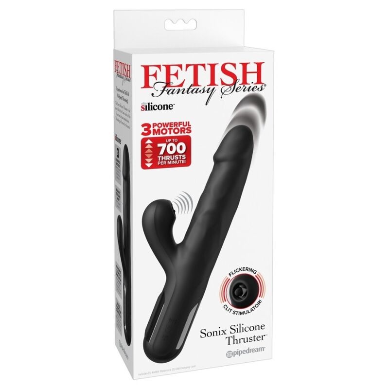Sonix Silicone Thruster Rabbit Vibrator Black