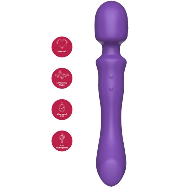 Double-Ended Vibrating Massager Wand Purple