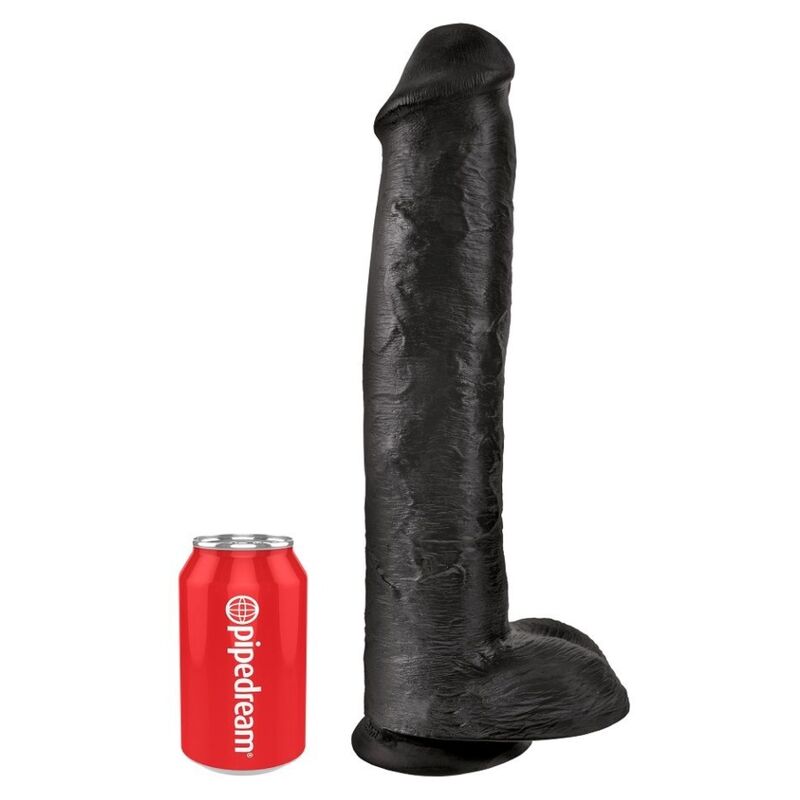 Realistic Dildo with Testicles 38 cm Black