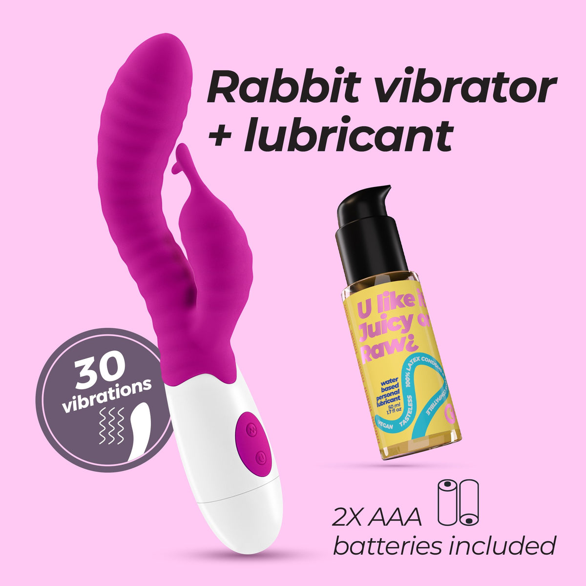 Gummie Rabbit Vibrator Purple with Waterbased Lubricant Included