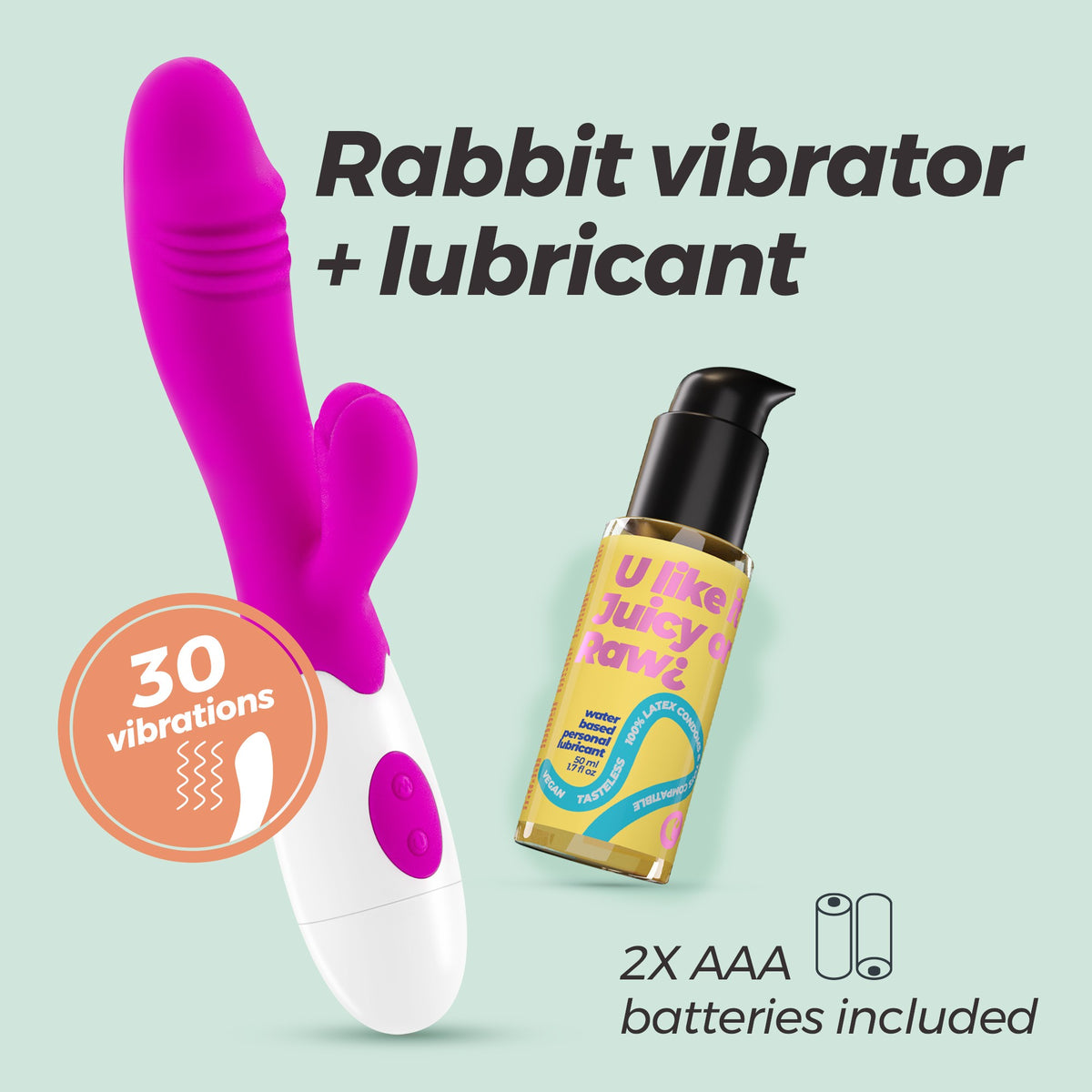Lollipop Rabbit Vibrator with Waterbased Lubricant Included