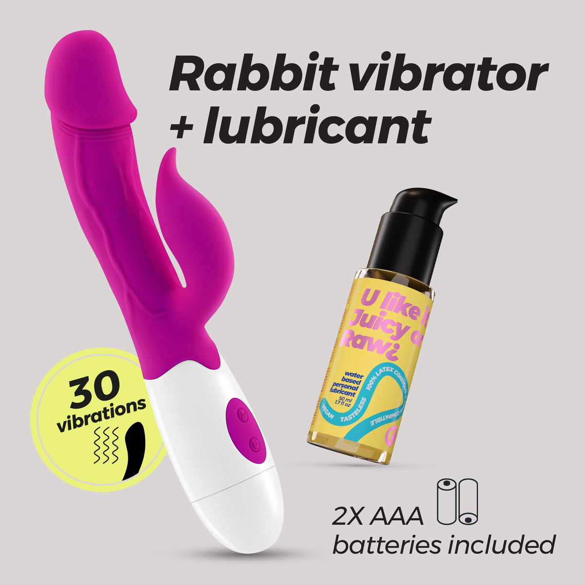 Mochi Rabbit Vibrator Purple with Waterbased Lubricant Included