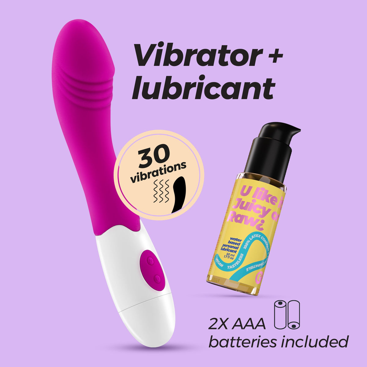 Growlie Vibrator with Waterbased Lubricant Included