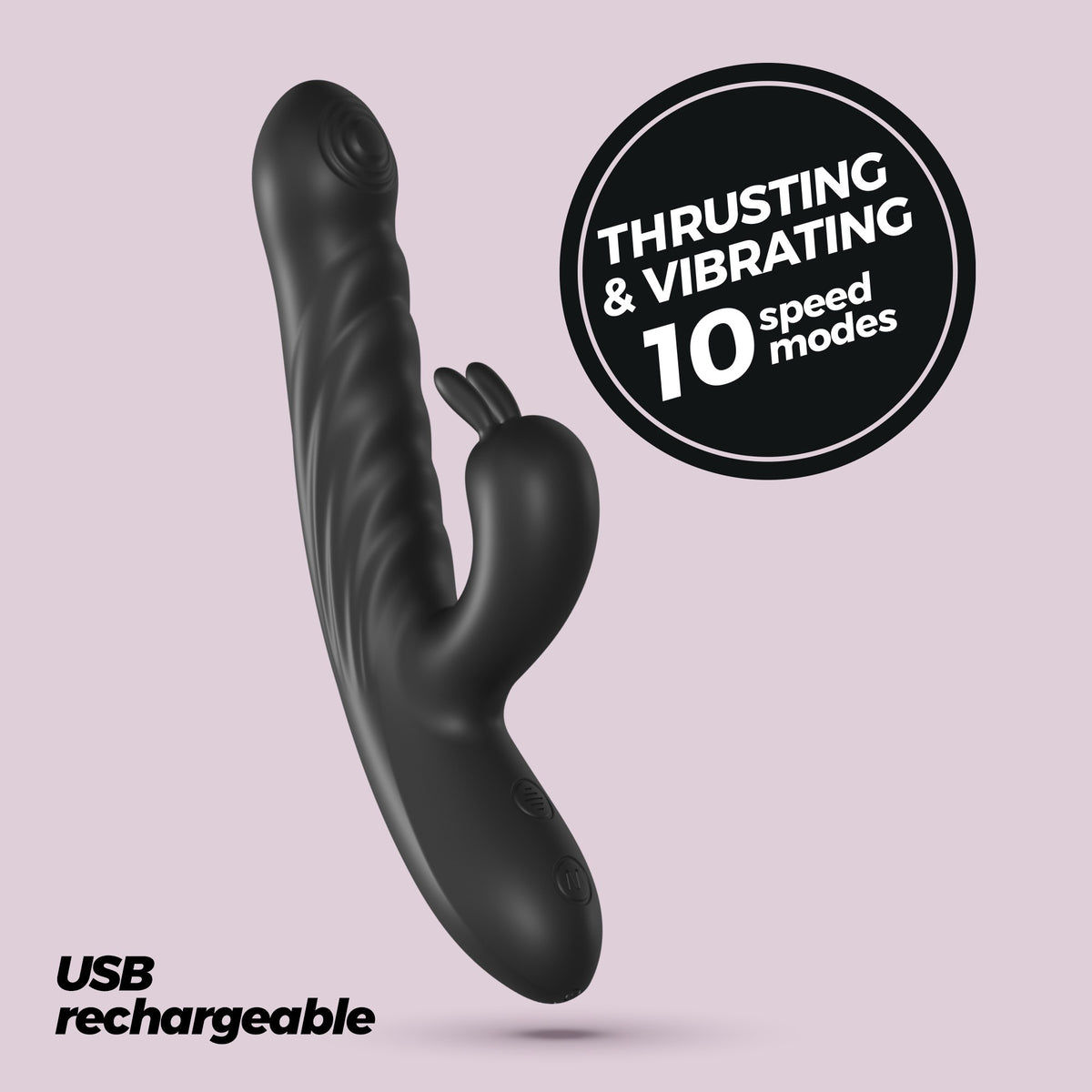 Lapin Thrusting Rabbit Vibrator Black