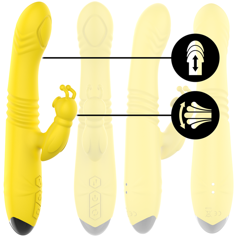 Toky Multifunction Vibrator UP & Down with Clitoral Stimulator Yellow