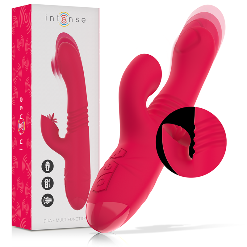 DUA Multifunction Rechargeable UP & Down Vibrator with RED Tongue