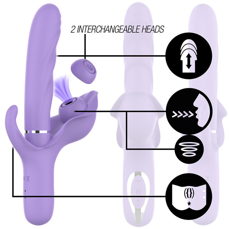 Billie Multifunctional Rechargeable Suction Vibrator with Purple Push Button