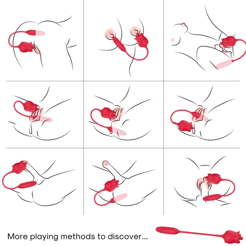 3-IN-1 Pink, Stimulator, Suction and Up&down with RED Tail