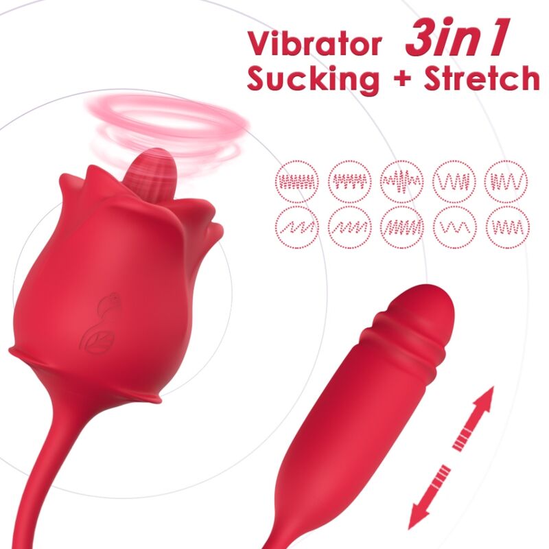 3-IN-1 Pink, Stimulator, Suction and Up&down with RED Tail