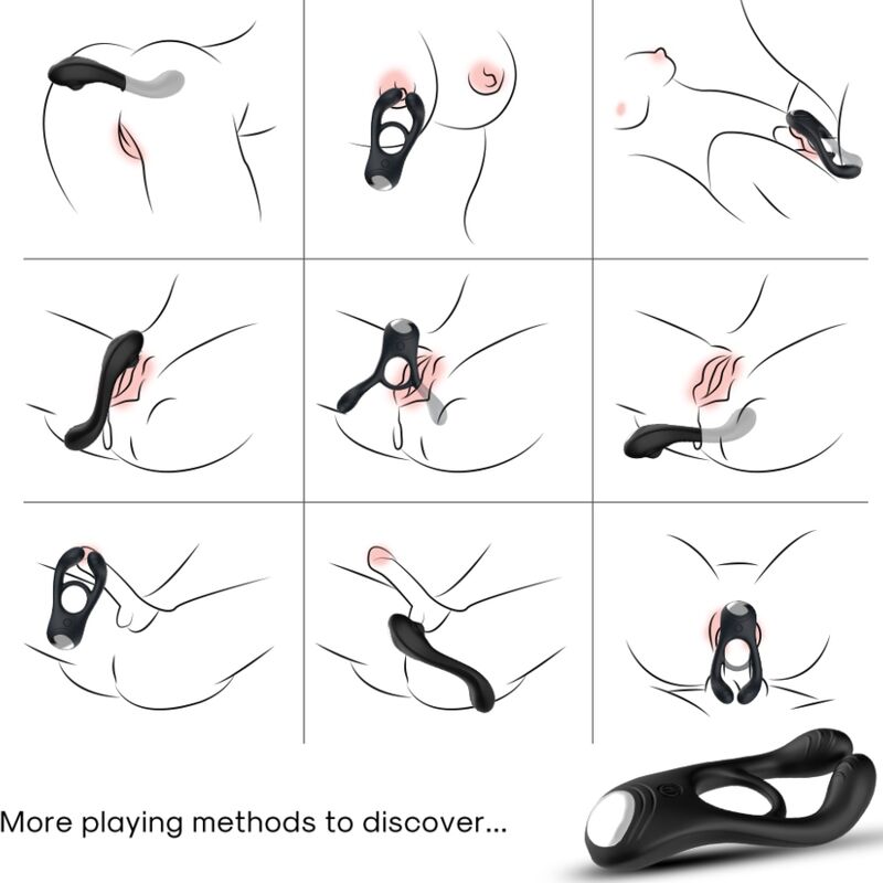 Veyron Double Vibrator Ring TOY for Couples Remote Control Black