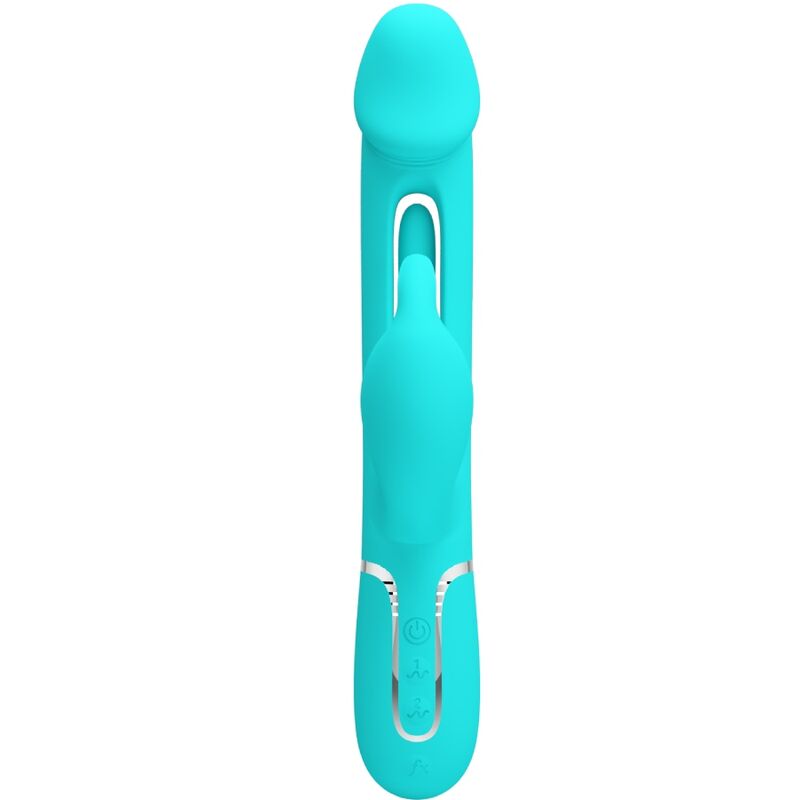 Pretty Love - Kampas Rabbit 3 IN 1 Multifunction Vibrator with Tongue Aqua Green