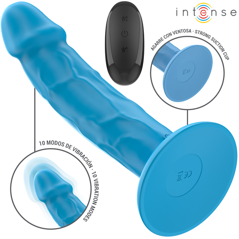 Phoebe Realistic Vibrator 10 Vibrations Blue Remote Control