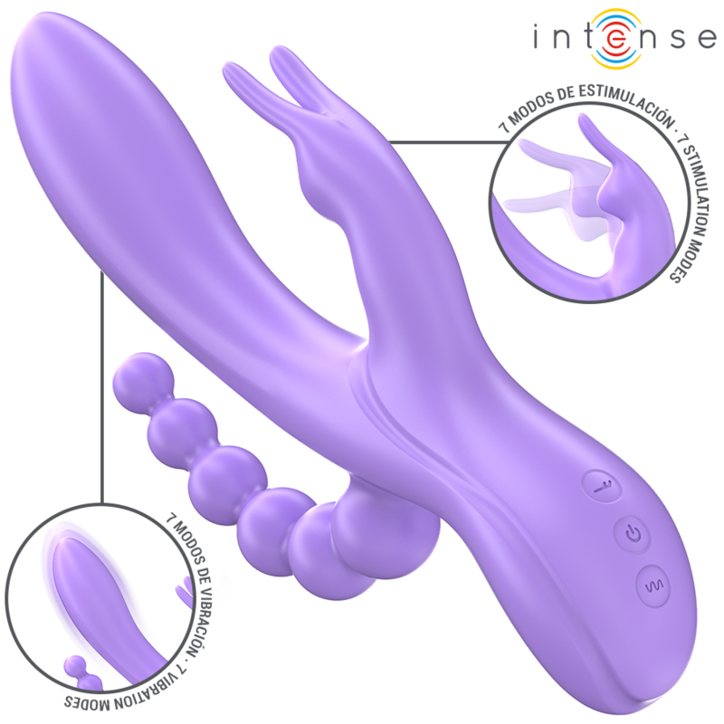 Miko Triple Vibrator Rabbit & Stimulator & Anal 7 Vibrations Purple