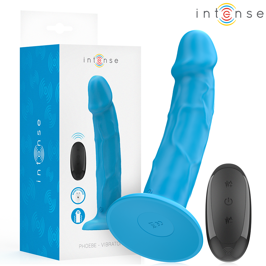 Phoebe Realistic Vibrator 10 Vibrations Blue Remote Control
