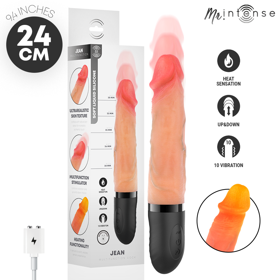Jean Up&down Vibrator Silicone with Heat Effect 24 cm -Ø- 3.8 cm